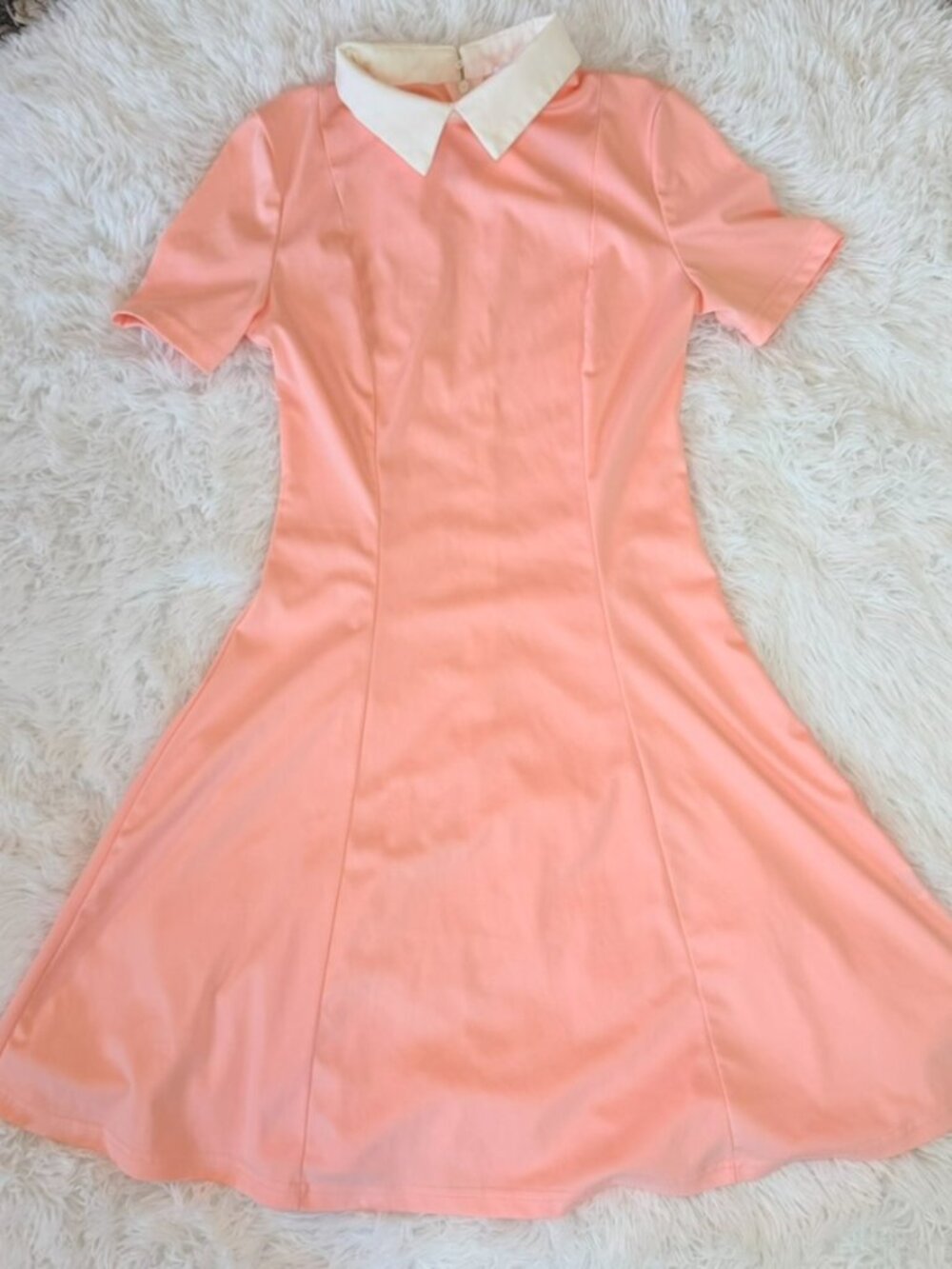 Pink Skater Mini Dress White Collar Coquette Preppy Balletcore XS